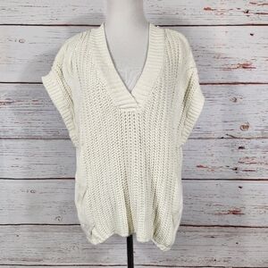 ADYSON PARKER Off White Cable Knit Sweater Vest Size Large